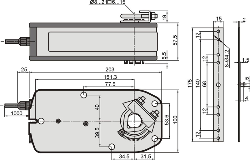 國產彈簧復位執行器8Nm 外形尺寸